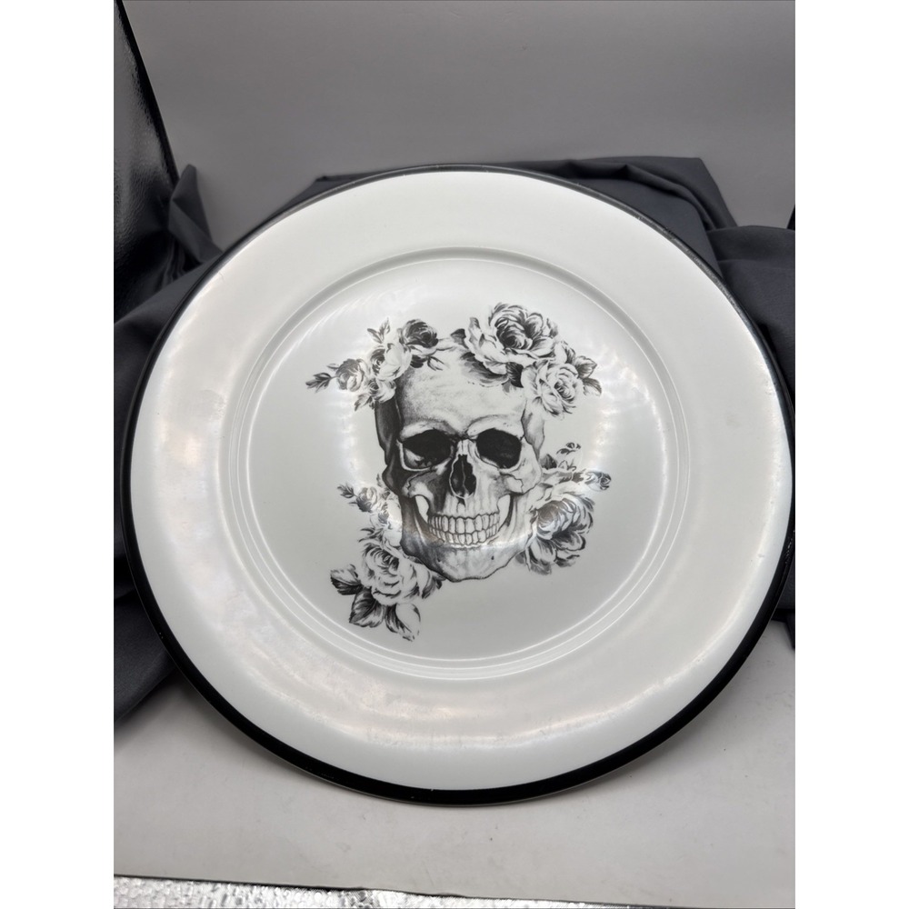 Ciroa Floral Skull Fine China Dinner Plate 10 5/8" Pre Owned